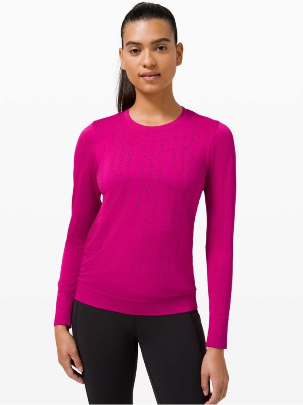 Lululemon Swiftly Breathe Long Sleeve *Fetching Lines Ripened Raspberry - Picture 1 of 10